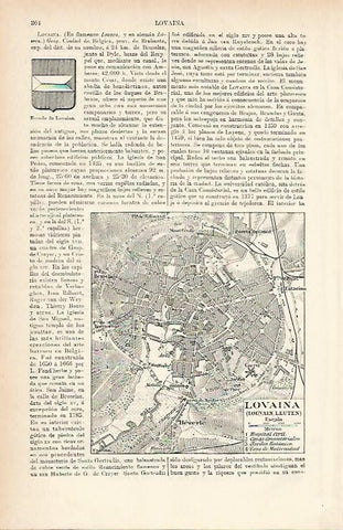 LAMINA ESPASA 1853: Plano de Lovaina Belgica
