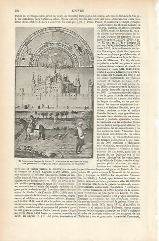 LAMINA ESPASA 1856: El Louvre en tiempos de Carlos V