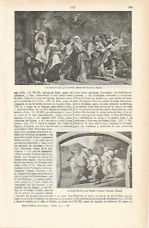 LAMINA ESPASA 1863: La huida de Lot de Rubens