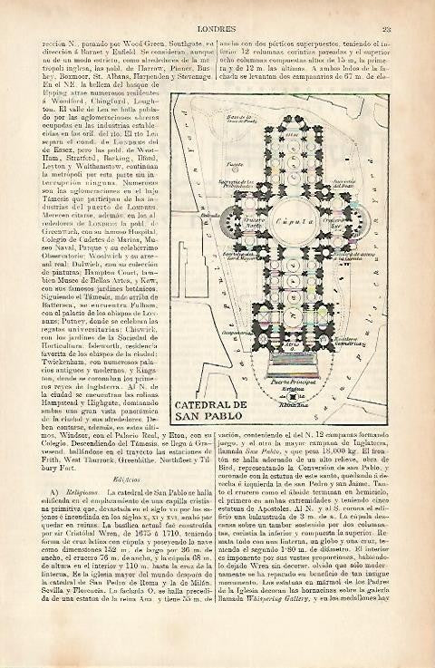 LAMINA ESPASA 1890: Plano de la Abadia de Wetsminster de Londres