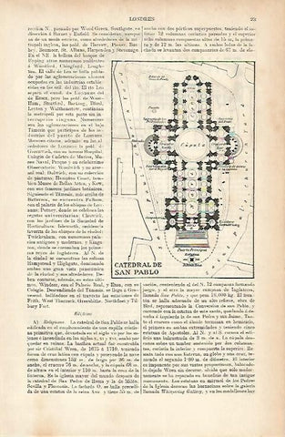 LAMINA ESPASA 1890: Plano de la Abadia de Wetsminster de Londres