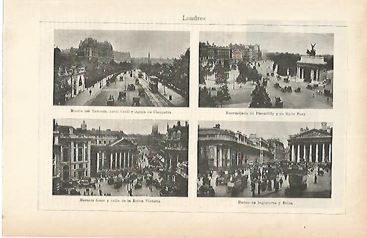 LAMINA ESPASA 1891:  Calles de Londres