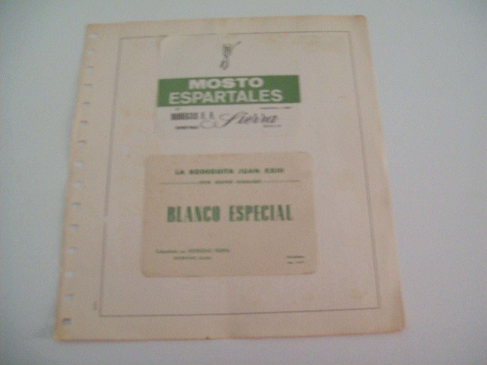ETIQUETA LICOR 2298: Mosto Espartales