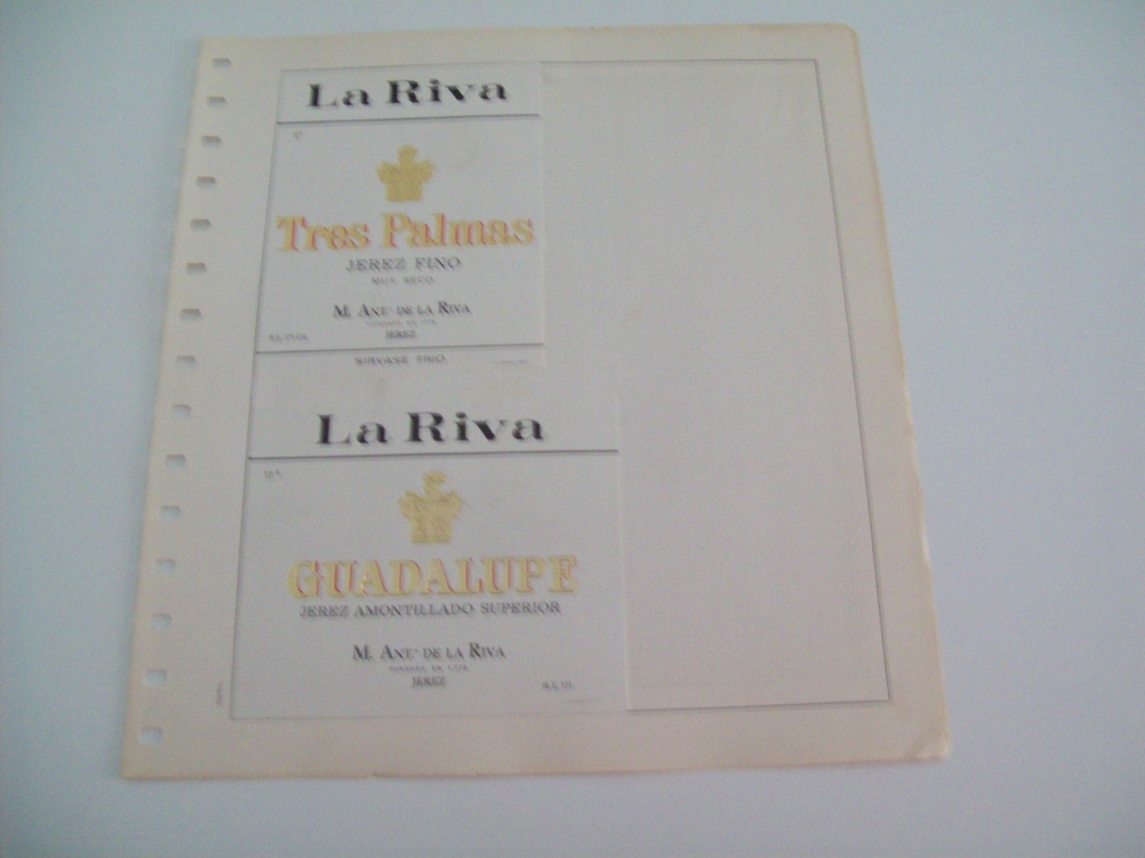 ETIQUETA LICOR 2317: Tres Palmas y Guadalupe de Antonio de la Riva