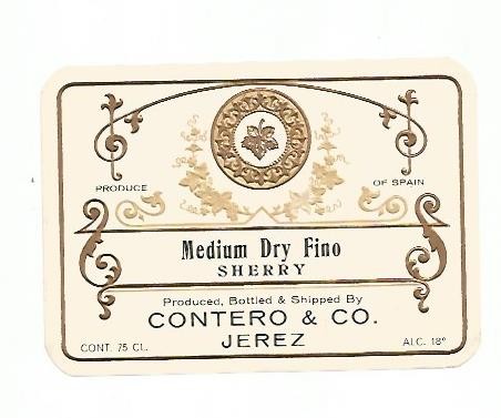 ETIQUETA 2336: Medium Dry Fino. Contero & Co