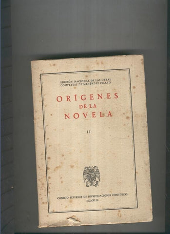 Origenes de la novela de Menendez Pelayo Tomo II