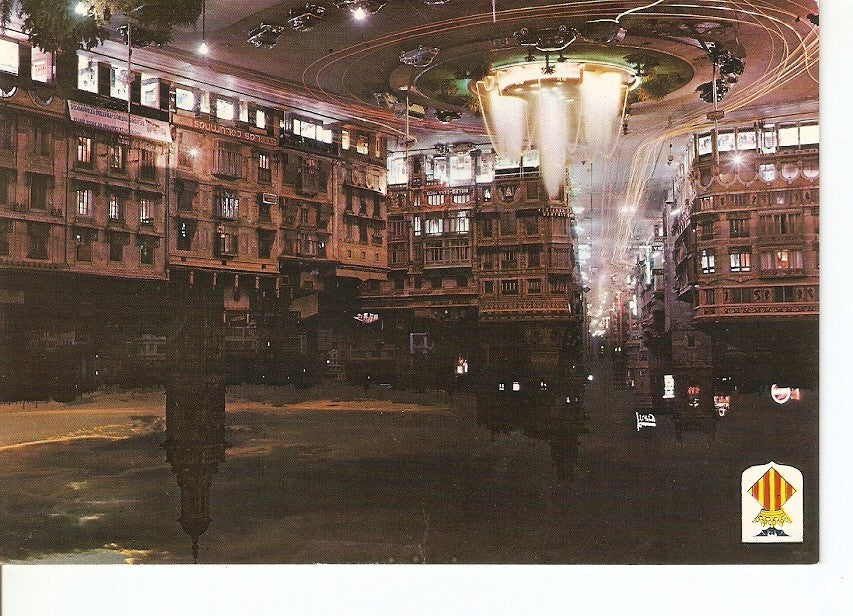 Postal 028676 : Valencia, Plaza de la Reina y calle de San Vicente, de noche