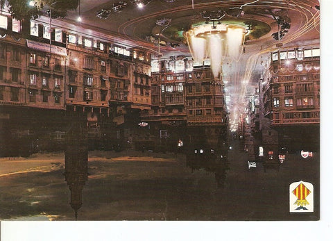 Postal 028676 : Valencia, Plaza de la Reina y calle de San Vicente, de noche