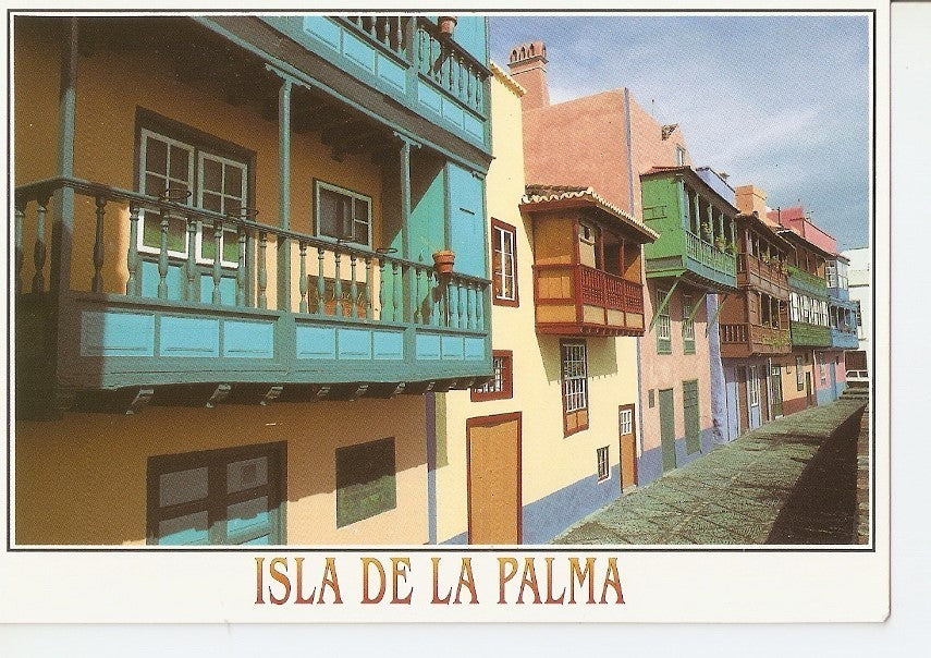 Postal 043141 : Isla de la Palma - Santa Cruz. Balcones tipicos en la Avda. Maritima
