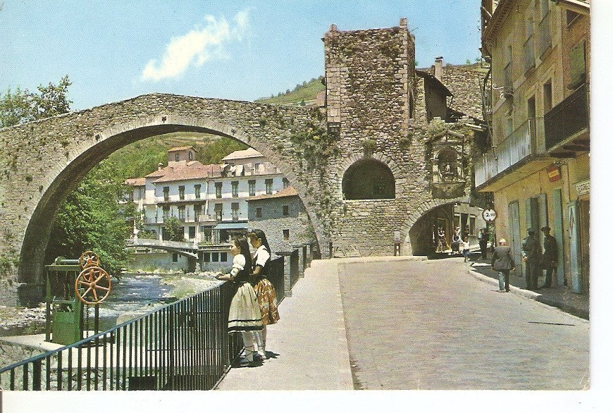 Postal 039172 : Camprodon (Gerona). Puente Romano y calle San Roque