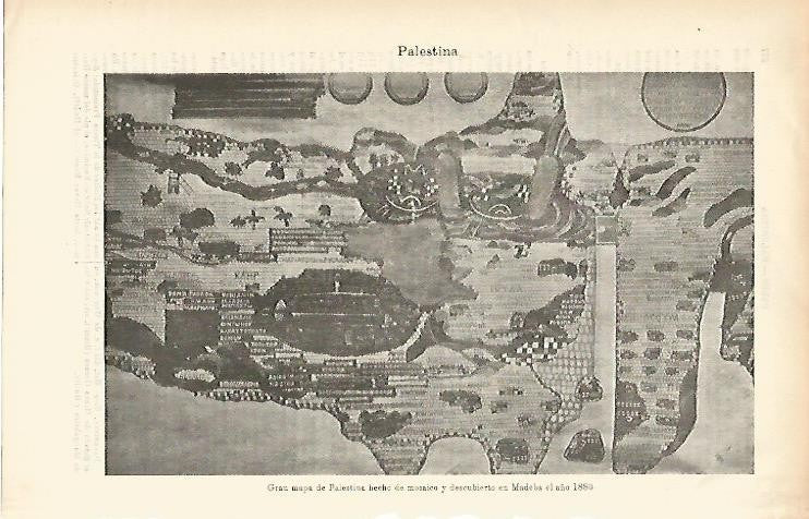 LAMINA ESPASA 1517: Mapa de Palestina descubierto en Madeba en 1880