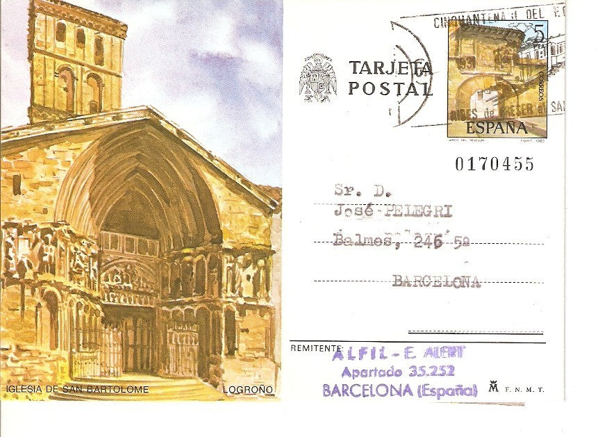 Postal 028221 : Iglesia de San Bartolome, Logroño