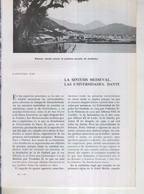 Historia del Mundo bloque 25: La sintesis medieval. Las Universidades.Dante
