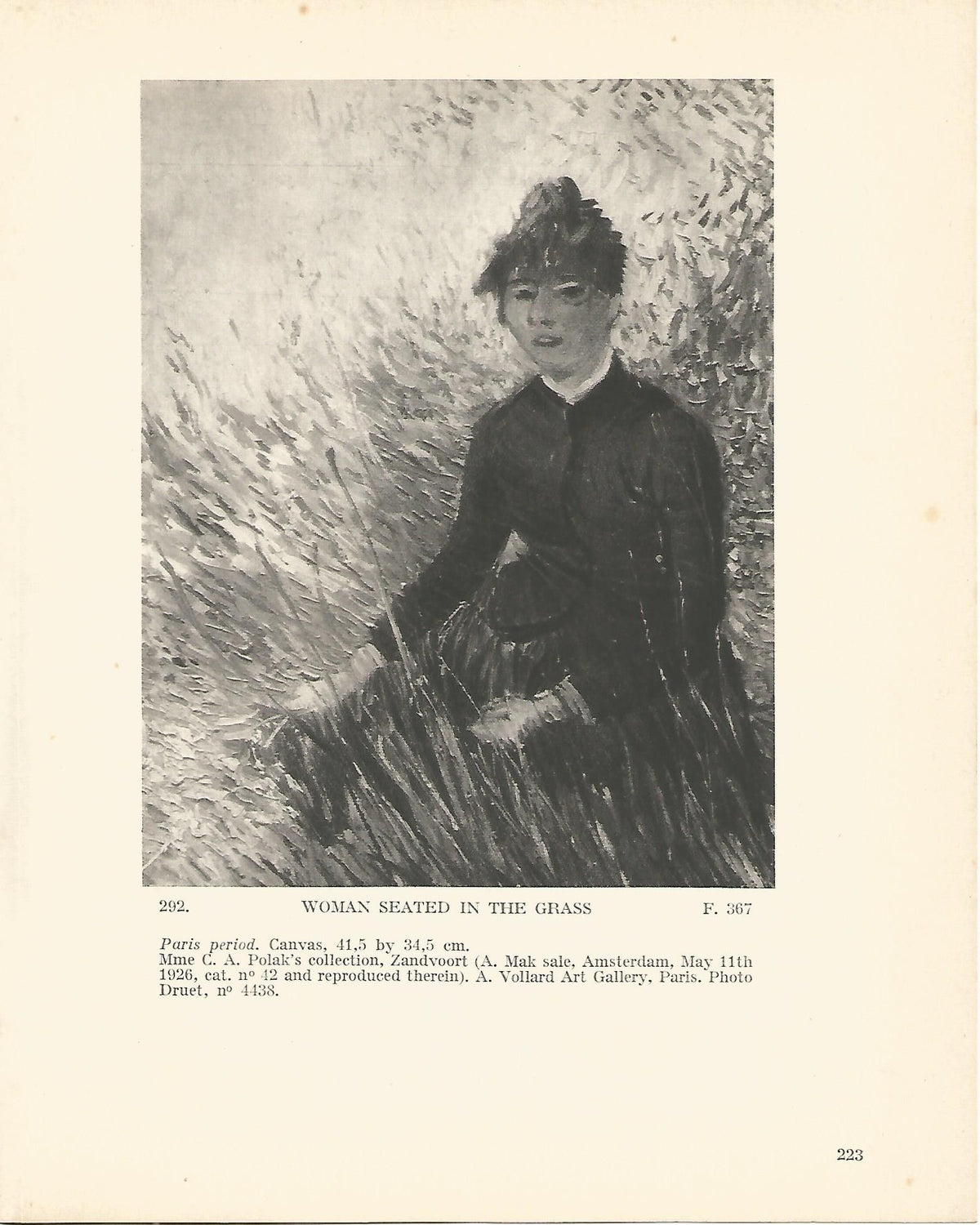 LAMINA 1301: VAN GOGH. Woman Seated in the Grass