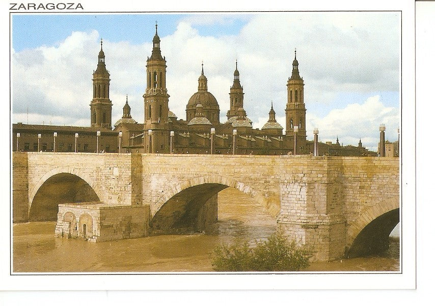 Postal 042448 : Zaragoza. Basilica del Pilar. Rio Ebro y Puente de Piedra