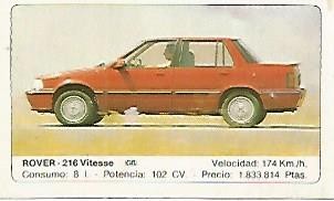 CROMO 357 ALBUM COCHES MOTOR 16: ROVER 216 VITESSE