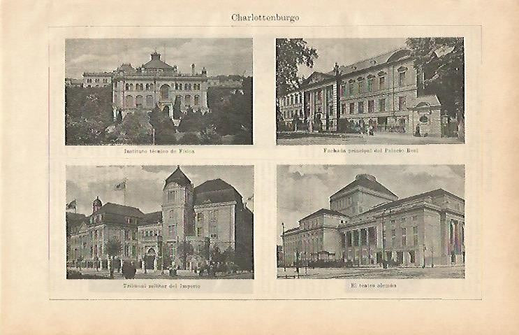 LAMINA ESPASA 1901: Vistas de Charlottenburg Alemania