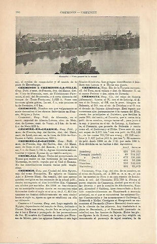 LAMINA ESPASA Alemania 1921: Vista general de Chemmitz Alemania