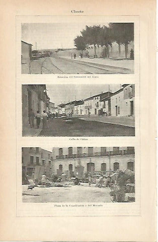LAMINA ESPASA 1930: Vistas de Cheste Valencia