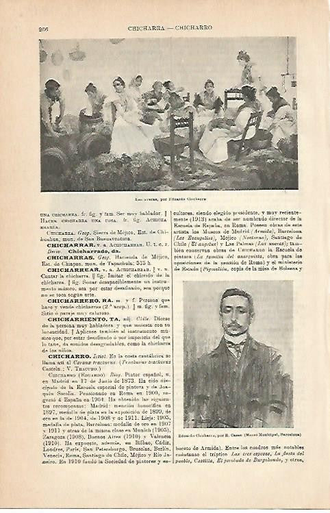 LAMINA ESPASA 1947: Las uveras obra de Chicharro