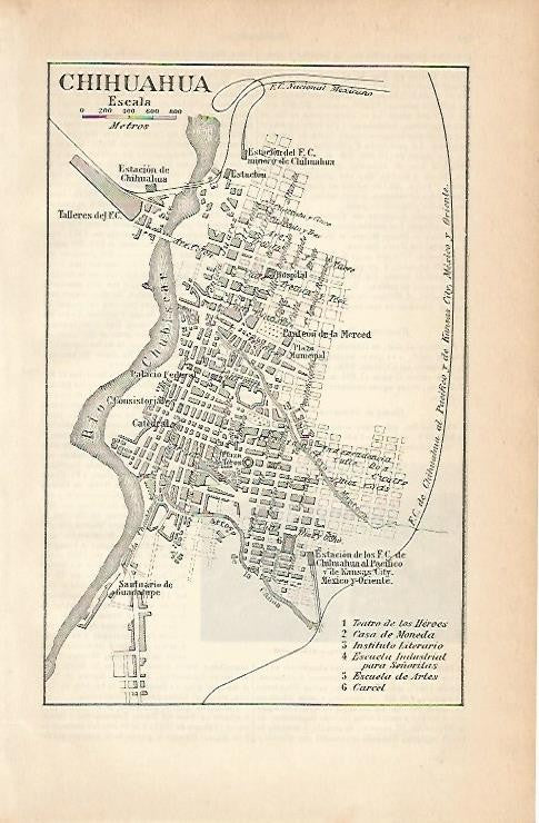 LAMINA ESPASA 1951: Plano de Chihuahua Mexico