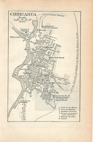 LAMINA ESPASA 1951: Plano de Chihuahua Mexico