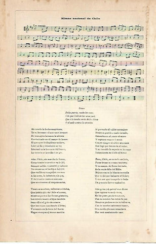 LAMINA ESPASA 1958: Himno nacional de Chile