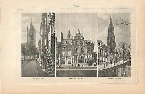 LAMINA ESPASA 2067: Vistas de Delft Holanda