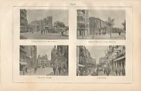 LAMINA ESPASA 2078: Edificios de Gijon Asturias