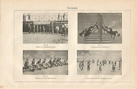 LAMINA ESPASA 2086: Ejercicios de gimnasia en diferentes lugares