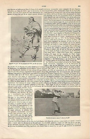 LAMINA ESPASA 2126: Jugador de golf segun un grabado de 1700