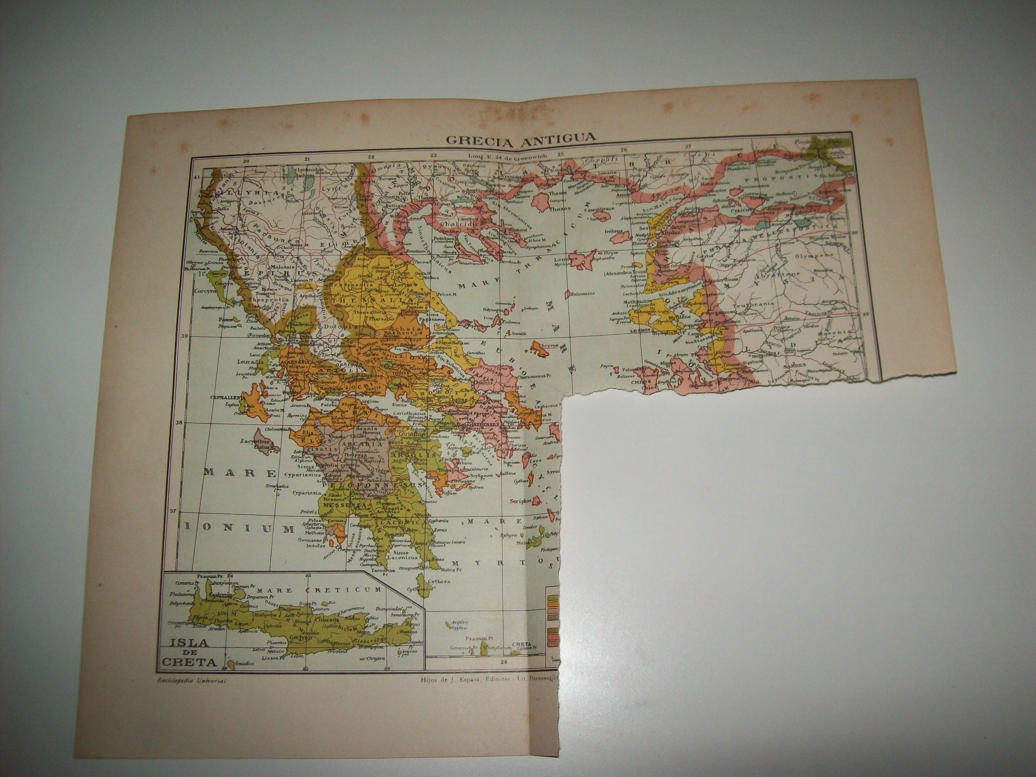 LAMINA ESPASA 2198: Mapa de Grecia Antigua