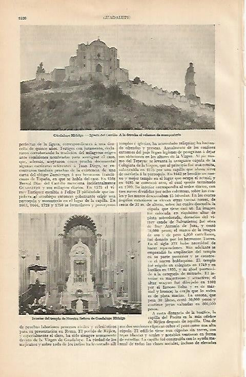 LAMINA ESPASA 2229: Iglesia del Cerrillo en Guadalupe Hidalgo Mexico