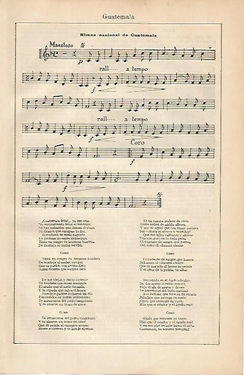 LAMINA ESPASA 2244: Himno nacional de Guatemala