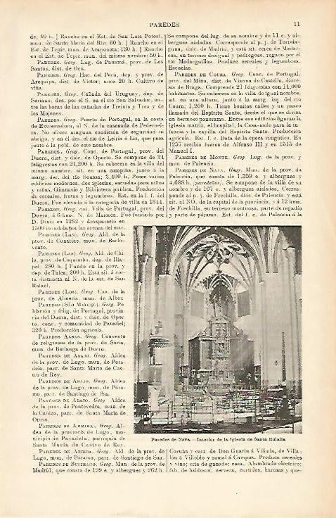 LAMINA ESPASA 2252: Paredes de Nava Palencia. Interior de la iglesia de Santa Eulalia