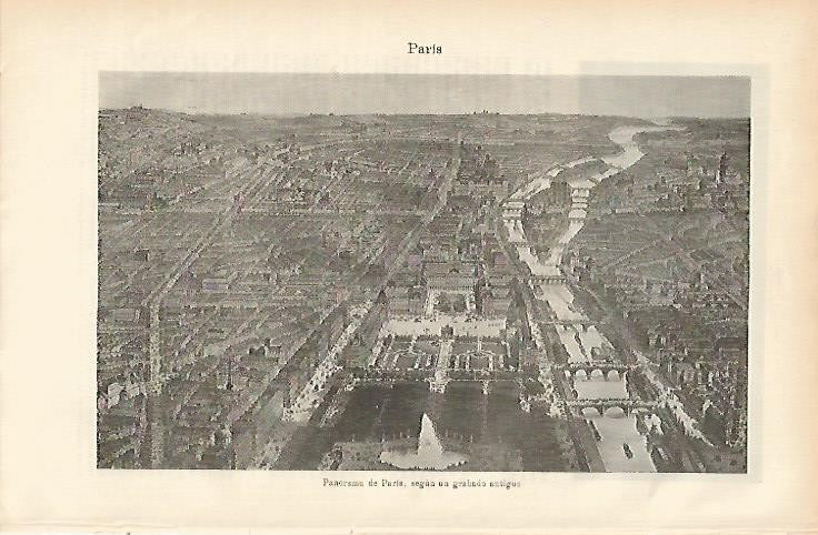 LAMINA ESPASA 2257: Panorama de Paris segun un grabado antiguo