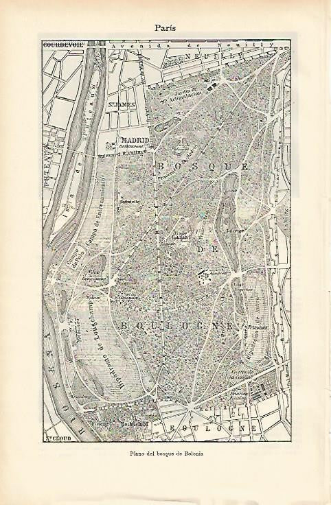 LAMINA ESPASA 2265: Plano del bosque de Bolonia de Paris