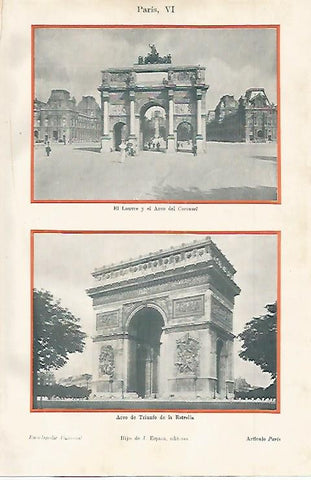 LAMINA ESPASA 2285: Louvre y Arco del  Triunfo. Paris