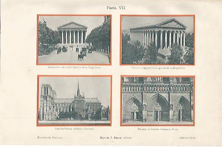 LAMINA ESPASA 2288: Iglesia de la Magadalena y Catedral de Paris