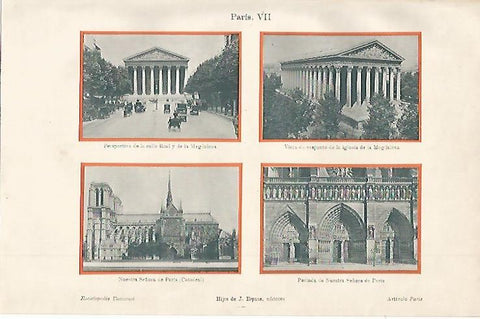 LAMINA ESPASA 2288: Iglesia de la Magadalena y Catedral de Paris