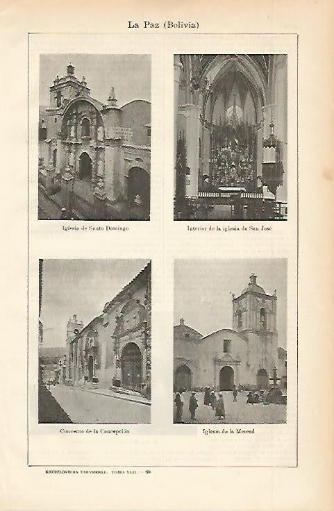LAMINA ESPASA 2381: Iglesias de La Paz Bolivia