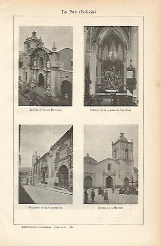 LAMINA ESPASA 2381: Iglesias de La Paz Bolivia