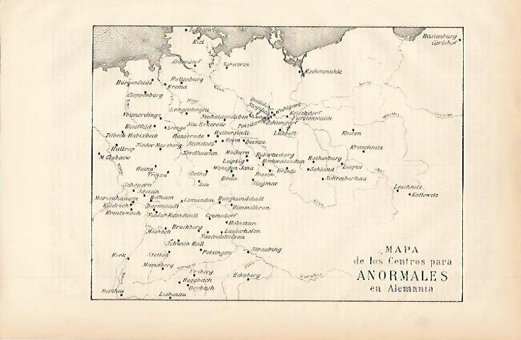 LAMINA ESPASA Alemania 2389: Mapa de centros para discapcitados en Alemania