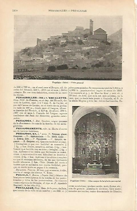 LAMINA ESPASA 2405: Vistas de Pegalajar Jaen