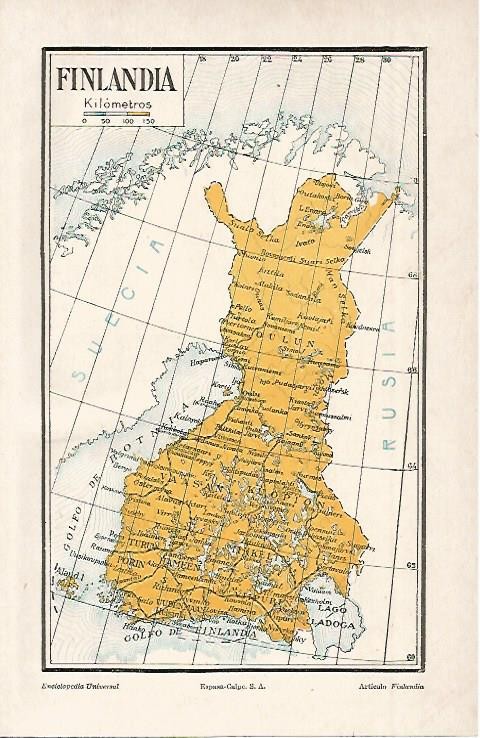 LAMINA ESPASA 2530: Mapa de Finlandia