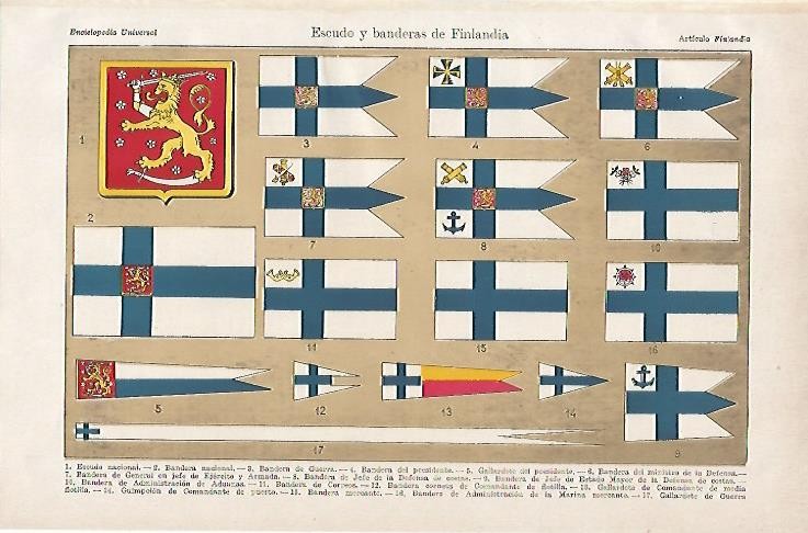 LAMINA ESPASA 2533: Escudo y bandera de Finlandia