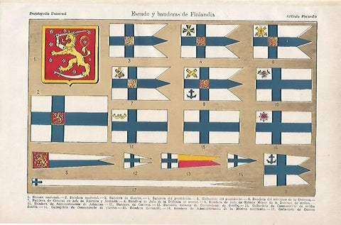 LAMINA ESPASA 2533: Escudo y bandera de Finlandia