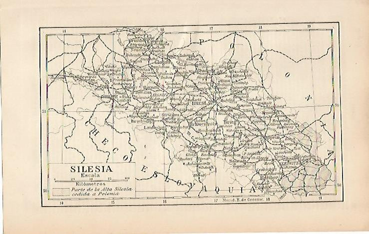 LAMINA ESPASA 2567: Mapa de Silesia Polonia