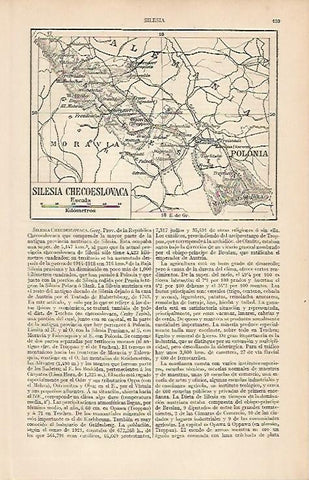 LAMINA ESPASA 2569: Mapa de Silesia Checoslovaquia