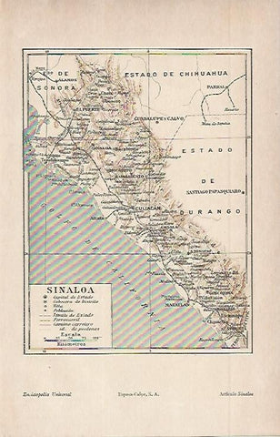 LAMINA ESPASA 2610: Mapa de Sinaloa Mexico